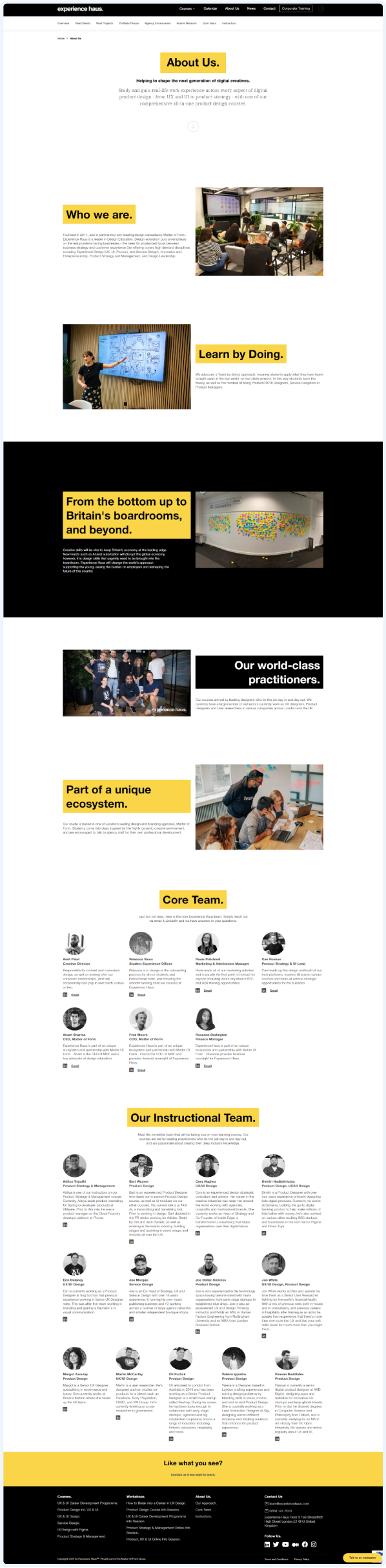Website for UI/UX Design & Innovation Training Studio in London